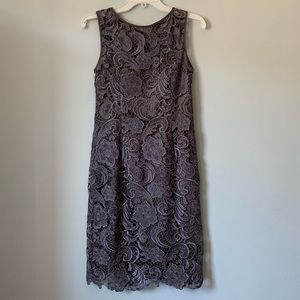 Adrianna Papell Purple Grey Lace Sheath Dress